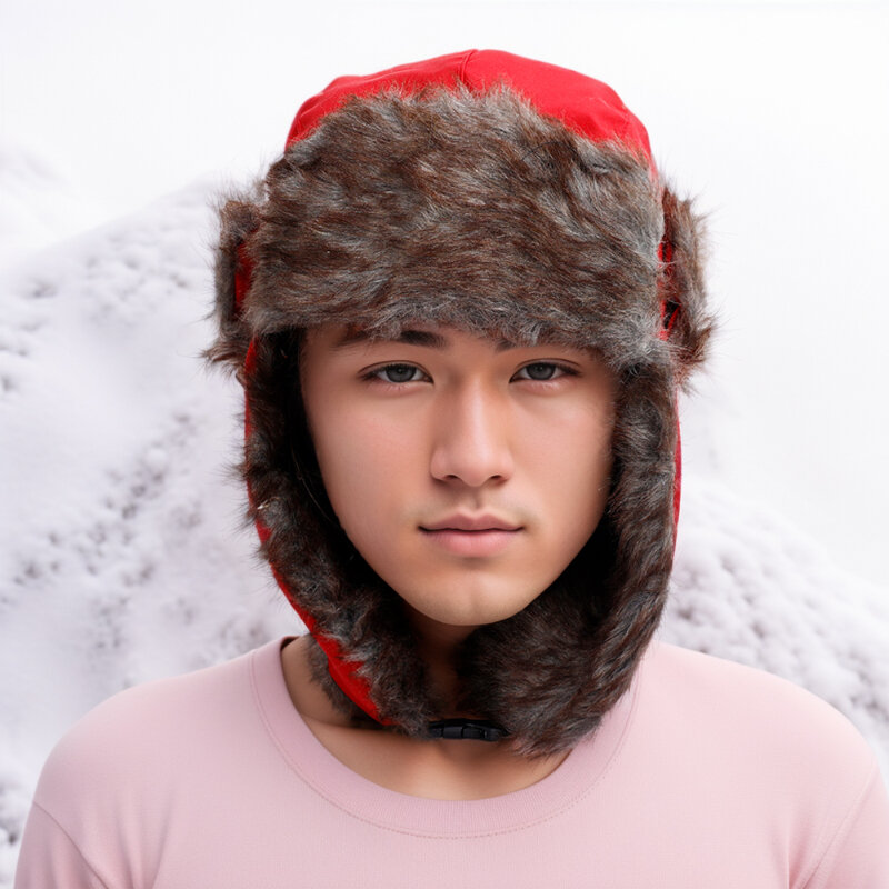 남성용 두꺼운 겨울 따뜻한 모자, 인조 모피 봄버 모자, 이어 플랩 캡, 여성용 부드러운 보닛 모자, 야외 낚시 스키 모자