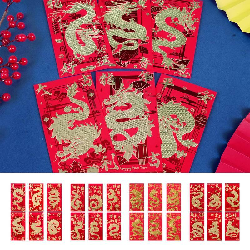 2024 Lentefestival Rode Enveloppen Het Jaar Van De Draak Chinees Nieuwjaar Geluksgeldzak Rode Pakjes Maanjaar Decor Cadeau 18 Stuks