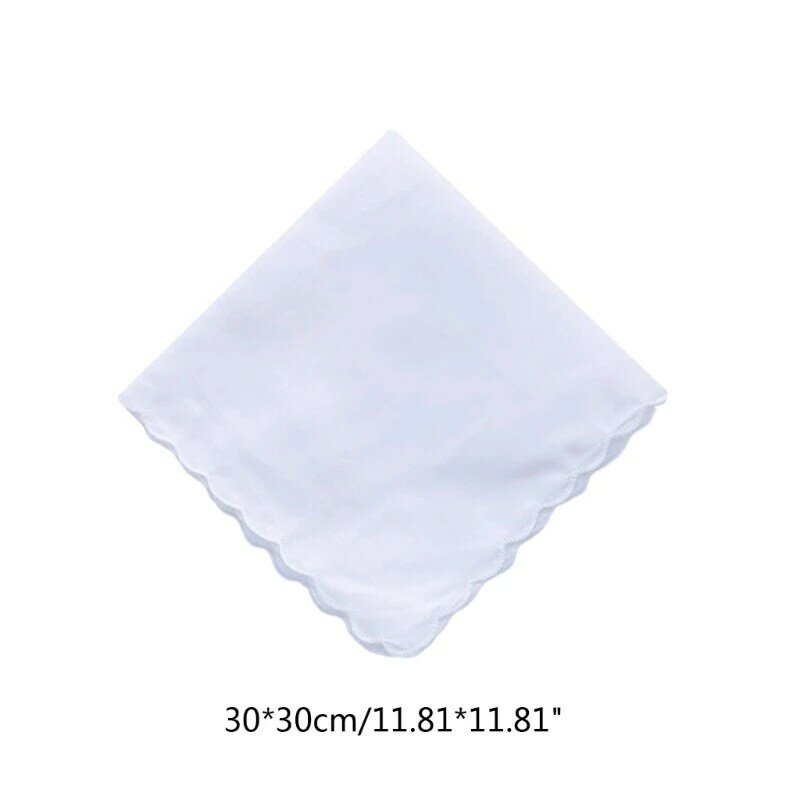 30 × 30 センチメートル男性女性綿ハンカチ無地白ハンカチポケットチーフタオル