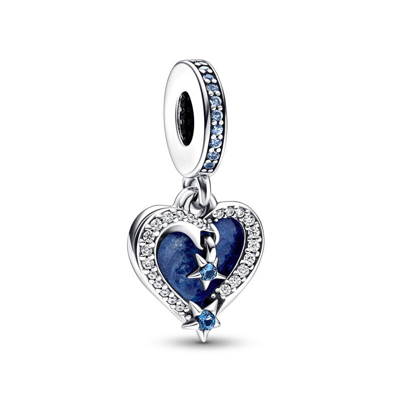 Женская серебряная подвеска в виде сердца, подходящая для браслетов, браслетов, ювелирных подарков