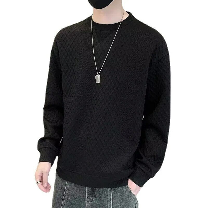 Весенне-осенний Элегантный Модный свитшот, мужской модный универсальный топ с длинным рукавом, однотонный Повседневный пуловер, мужская одежда