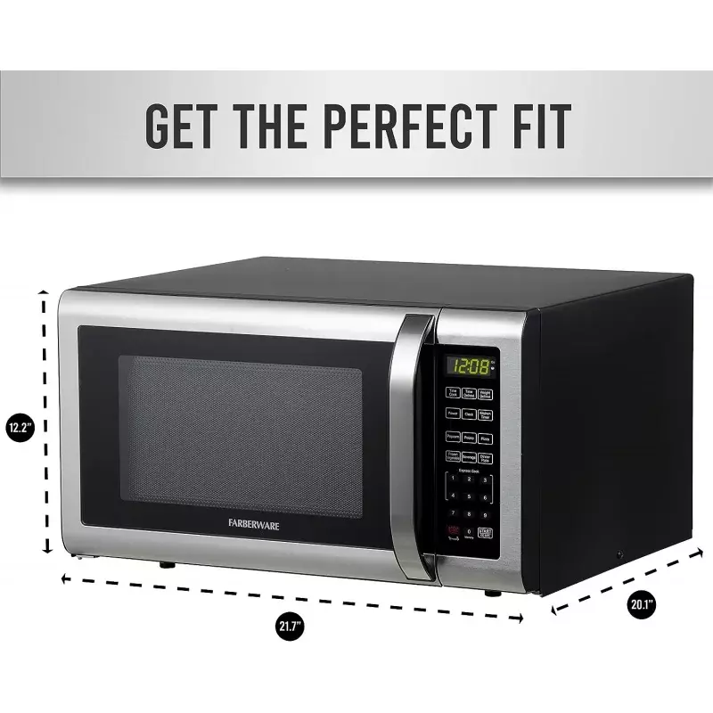 Farberware meja Microwave 1100 watt, 1.6 Cu. Ft. -Oven Microwave dengan lampu LED dan kunci anak-anak-sempurna untuk Apartmen