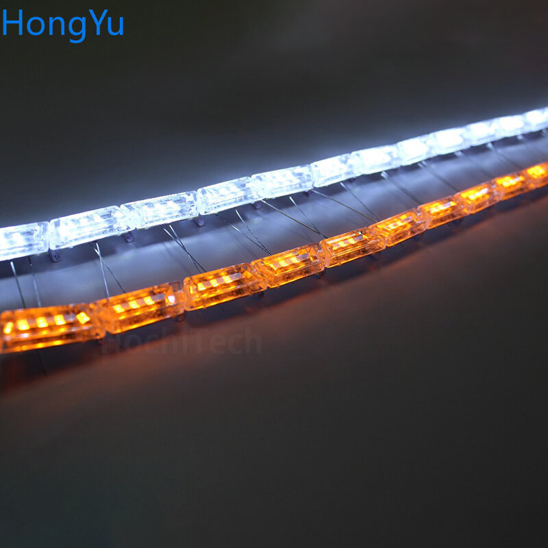 Fleksibel Kristal Malaikat Air Mata Lampu LED Strip dengan Sinyal Giliran DRL Siang Hari Berjalan Putih dengan Mengikuti Kuning Fungsi