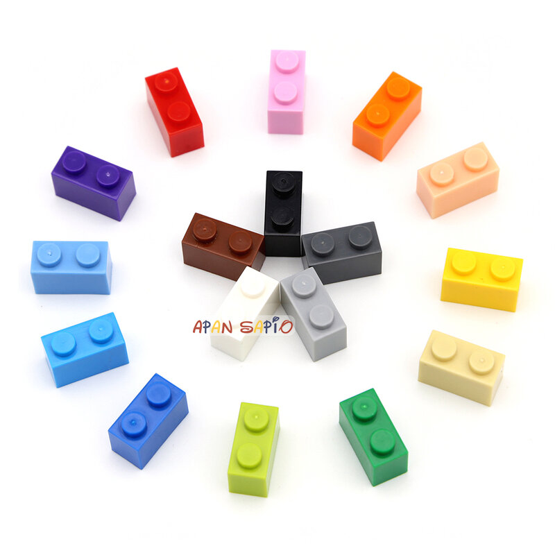 100pcs Thick 1x2 DIY Building Blocks Figures Bricks Dot Educational Creative Size Compatible With 3004 Plastic Toys for Children