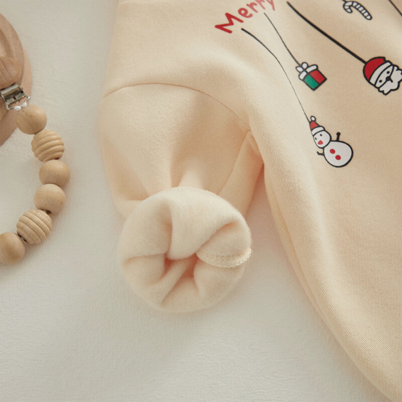 Baju Monyet Natal Bayi Laki-laki Perempuan VISgogo Baju Jumpsuit Cetak Huruf Tebal Lengan Panjang Musim Gugur Musim Dingin