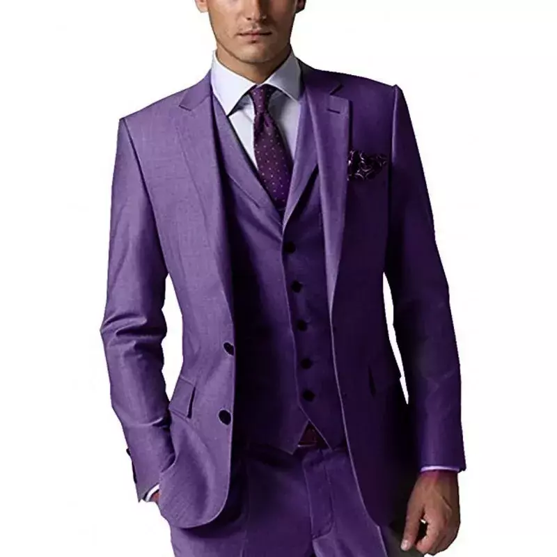 Fato de encaixe fino versão coreana masculina, traje profissional de negócios, vestido de casamento, jaqueta, colete, calças, casual, 3 peças