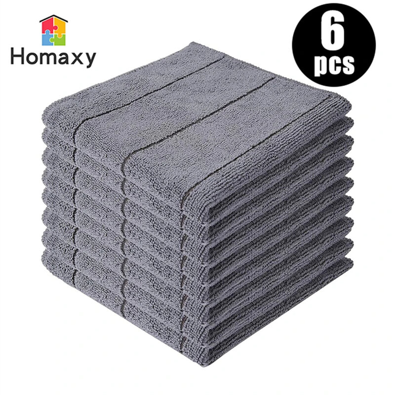 Homaxy-paño de limpieza de microfibra para el hogar, toalla mágica gruesa de 6 piezas, trapos de limpieza, suave, absorbente de esmalte