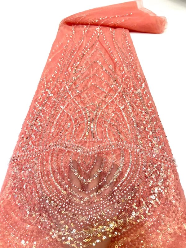 Кружевная ткань с золотыми блестками и французскими блестками, 2022, высокое качество, для свадебного платья