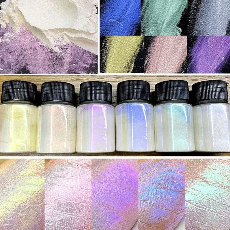 Espelho Efeito Pigmento para Nail Art Suprimentos, White Pearl Nails Glitter, Aurora Poeira, Luar Branco Prego Pó, F5W4