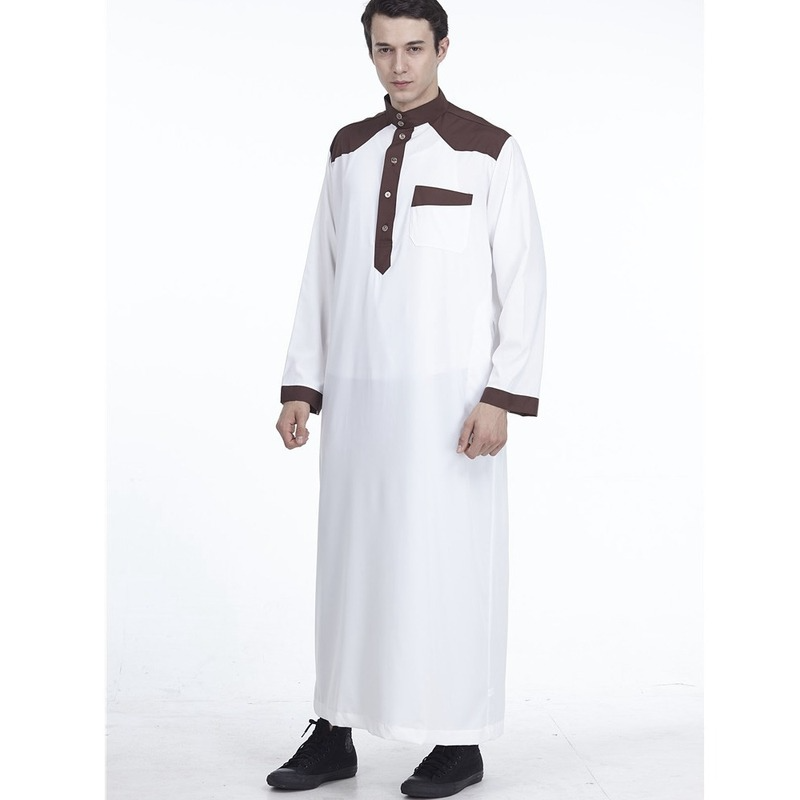 Bata musulmana de negocios para hombre, ropa informal de uso diario, ajustada, con cinco botones, estilo étnico de Arabia Saudita, novedad de 2022