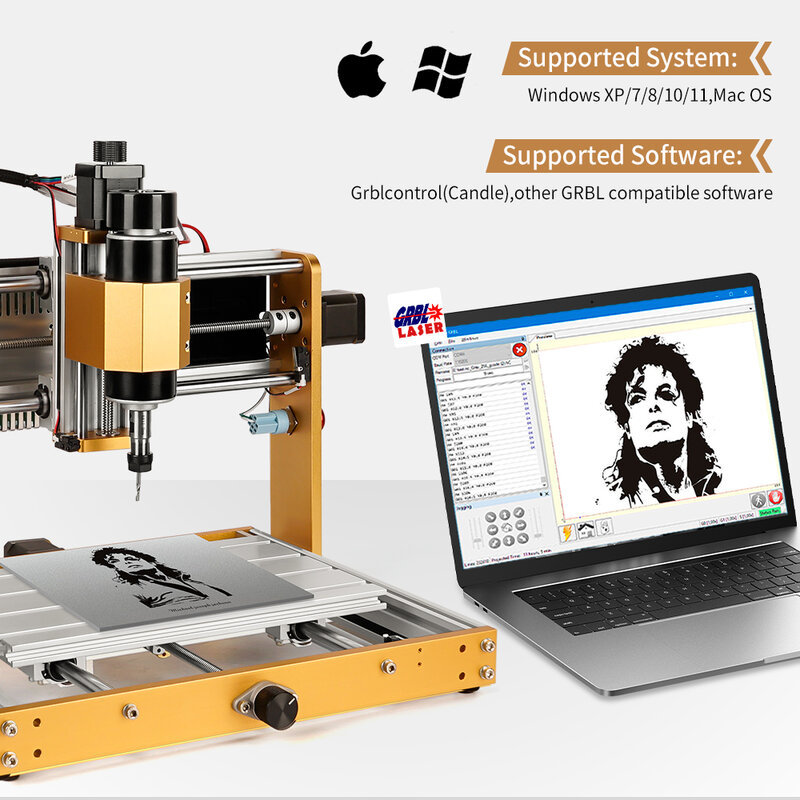 Machine de gravure laser GRBL pour PCB acrylique NW, fraiseuse à cadre entièrement métallique, routeur à bois CNC 3018 PRO MAX 500W