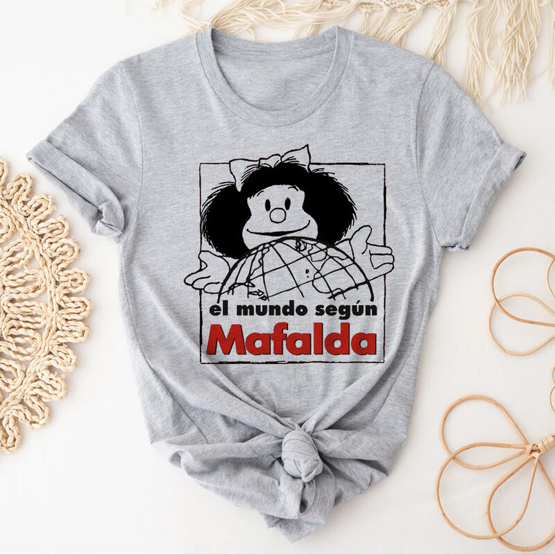 Mafalda T-Shirt Vrouwen Zomer Streetwear Manga T-Shirt Meisje Y 2K Grafische Japanse Kleding