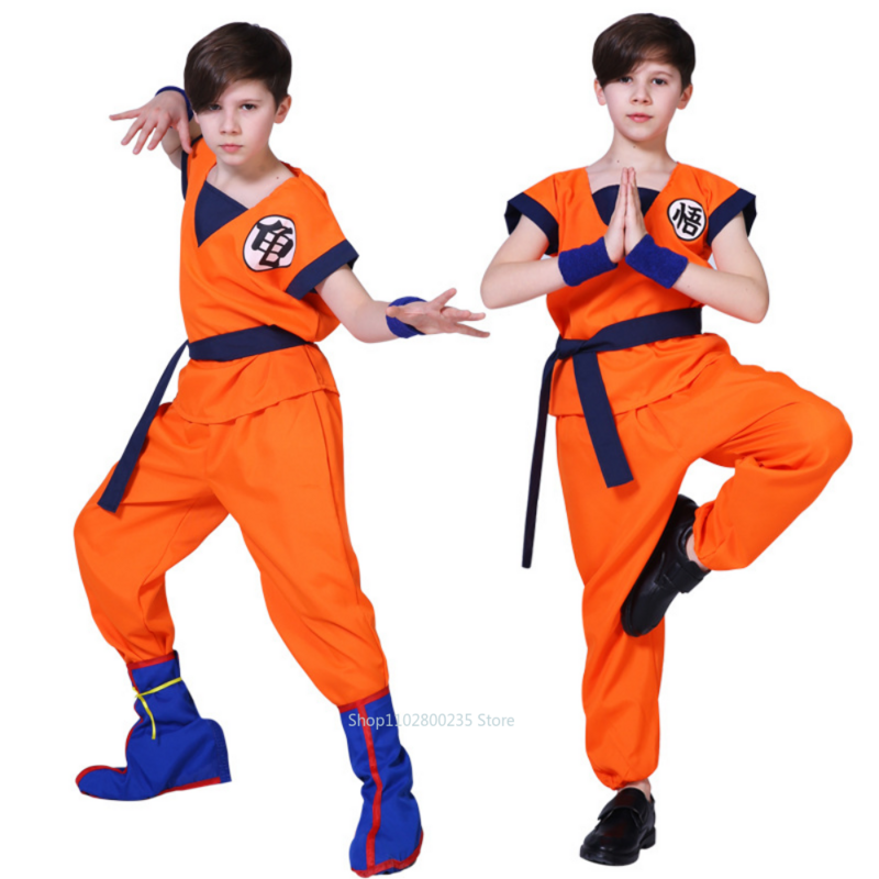 Anime Dragon Ball Z Kids Son Goku Cosplay Costume Gui Holiday Costumes Tail Wrister parrucca bambini Dress Up Halloween Party Gift
