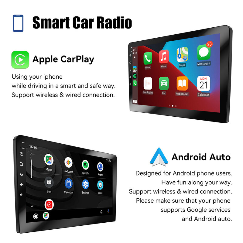 ESSGOO-Leitor multimídia carro universal, Carplay, Android, Auto 7, 9, 10 polegadas, 4G, 64G, DSP, AM, RDS, AHD, GPS, WIFI, 2 din