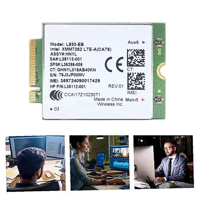 L830-EB 와이파이 카드 + 2Xantenna 4G LTE L830 L35286-005 LTE 모듈, Cat6 300Mbps, HP 640 650 G5 840 846 850 G6 X360 830