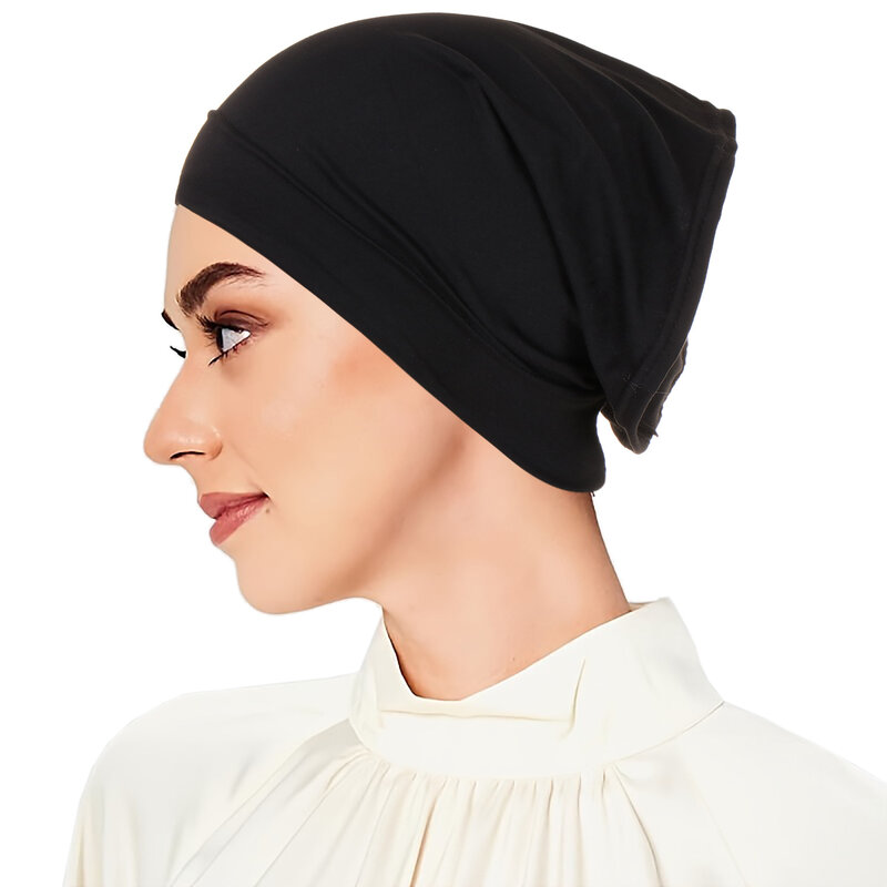 2024ใหม่หมวกฮิญาบภายในมุสลิมยืดเจอร์ซีย์หมวกคลุมไหล่อิสลามหมวกสตรีผ้าคลุมศีรษะผ้าโพกหัวผ้าโพกหัว