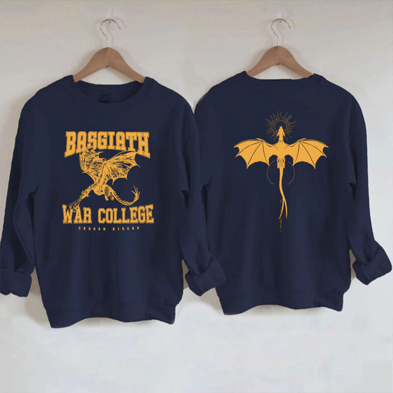 Vintage vierten Flügel Sweatshirt Drachen reiter 2 Seiten druck Basgiath War College Hoodie Empyrean Serie Fantasy Buchish Sweatshirts