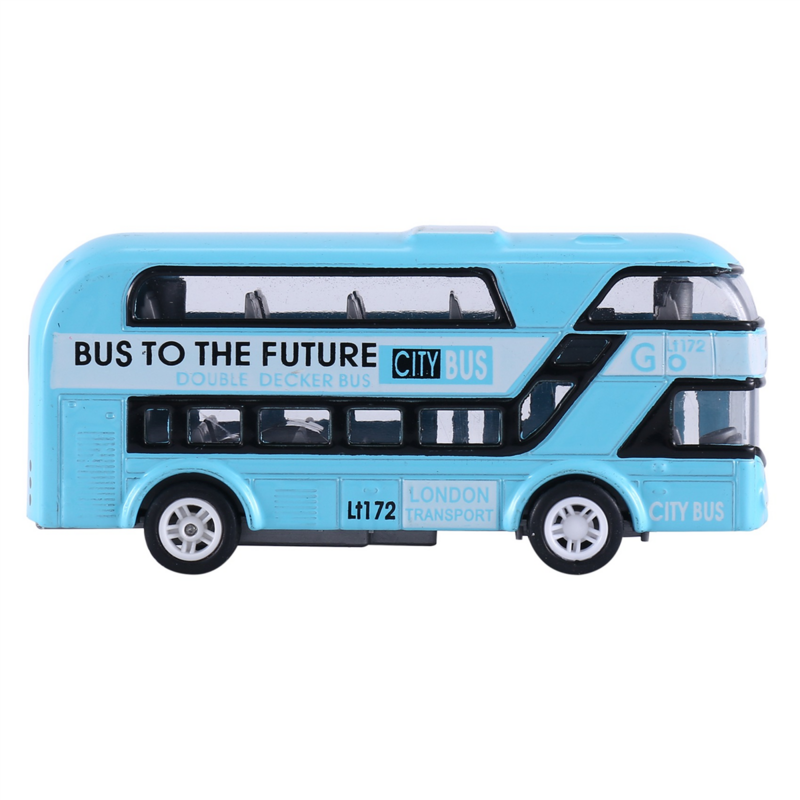 Dubbeldekker Bus Londense Bus Ontwerp Auto Speelgoed Sightseeing Bus Voertuigen Stadsvervoer Voertuigen Forensenvoertuigen, Blauw