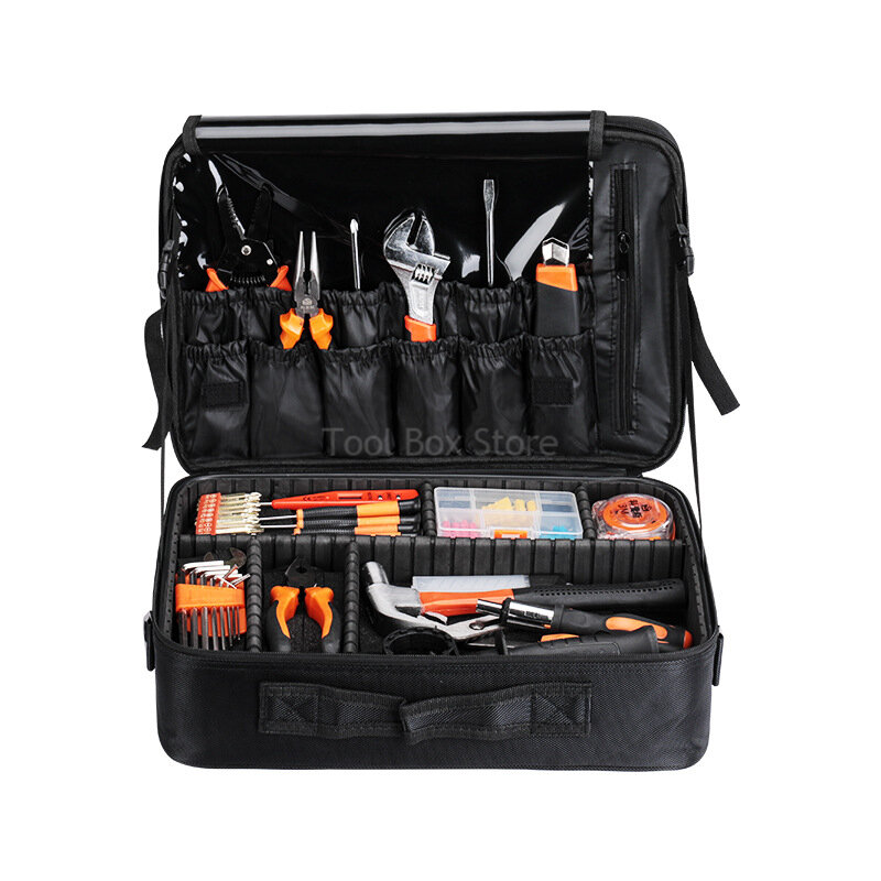 Tas alat portabel Organizer kain Oxford, tas tukang listrik, Kit alat darurat penyimpanan untuk alat logam kecil, tas penyimpanan perjalanan