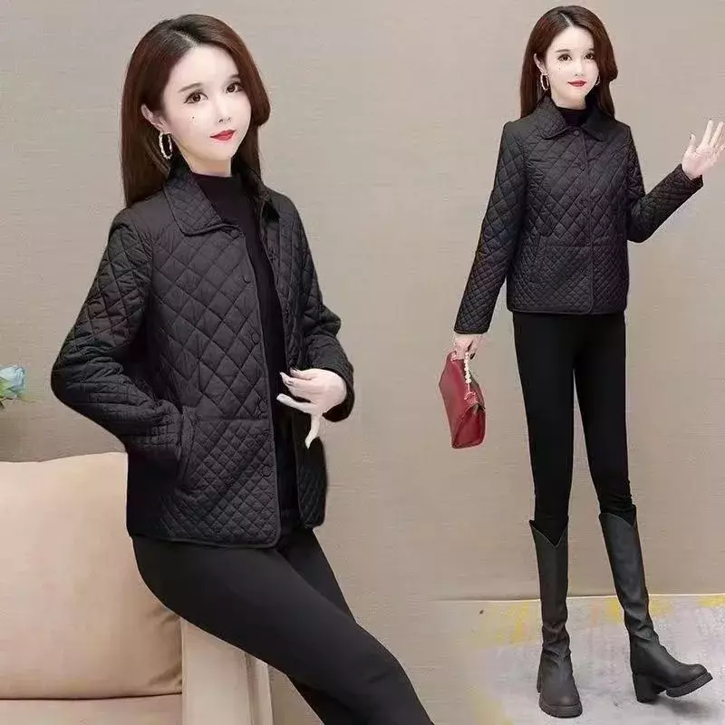 Mantel Parkas Langarm geste ppten Mantel einfarbige Damen Winter jacke neu in Außen kleidung Büro Dame koreanische Mode