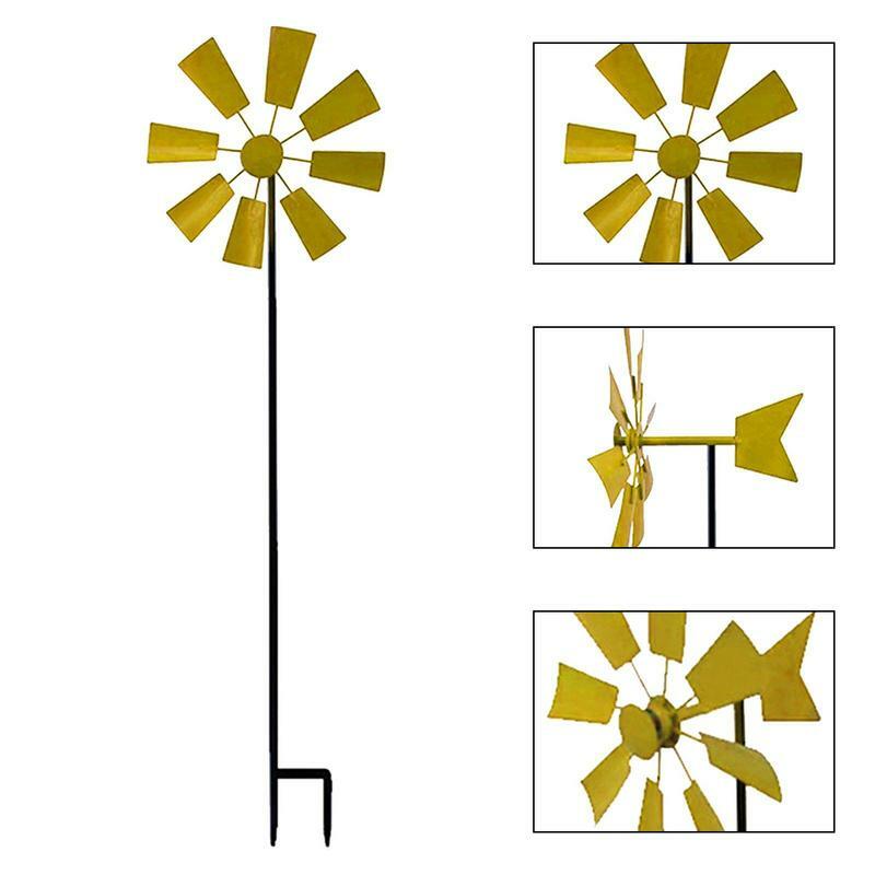 Kincir Angin logam besi tempa, kincir angin halaman luar ruangan, ornamen taman, kincir angin dekorasi taman untuk rumput