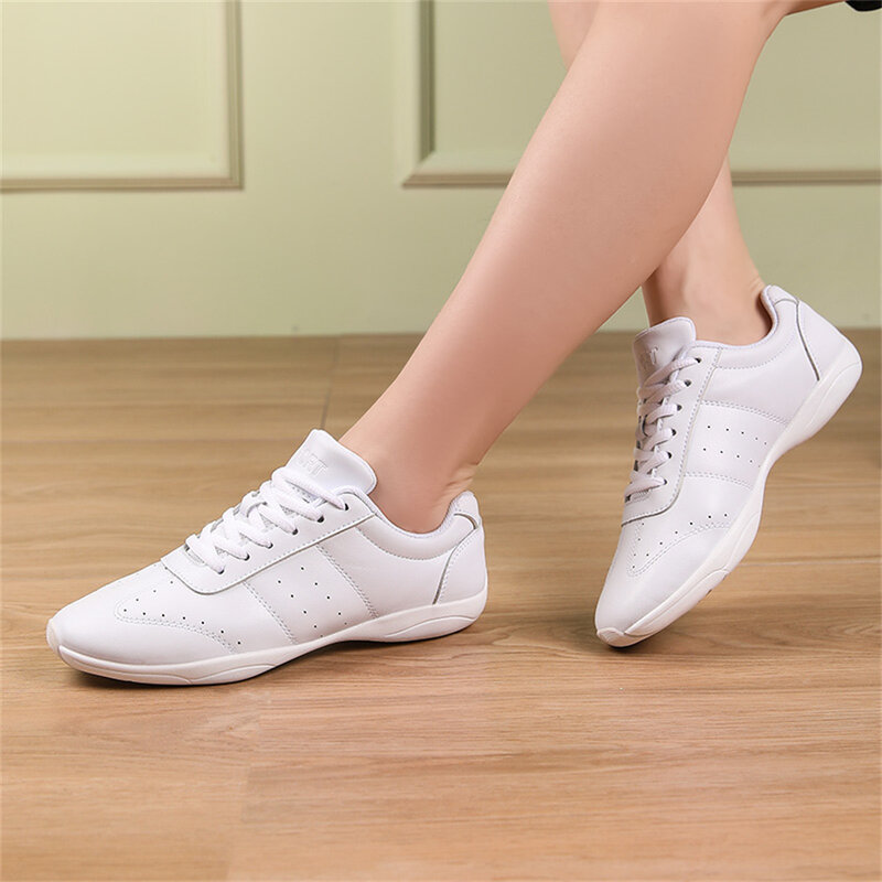 BAXINIER Girls White Cheer Shoes Trainers Toddler Training Dance Tennis Shoes Kids Lightweight Youth Cheer Competition Sneakers