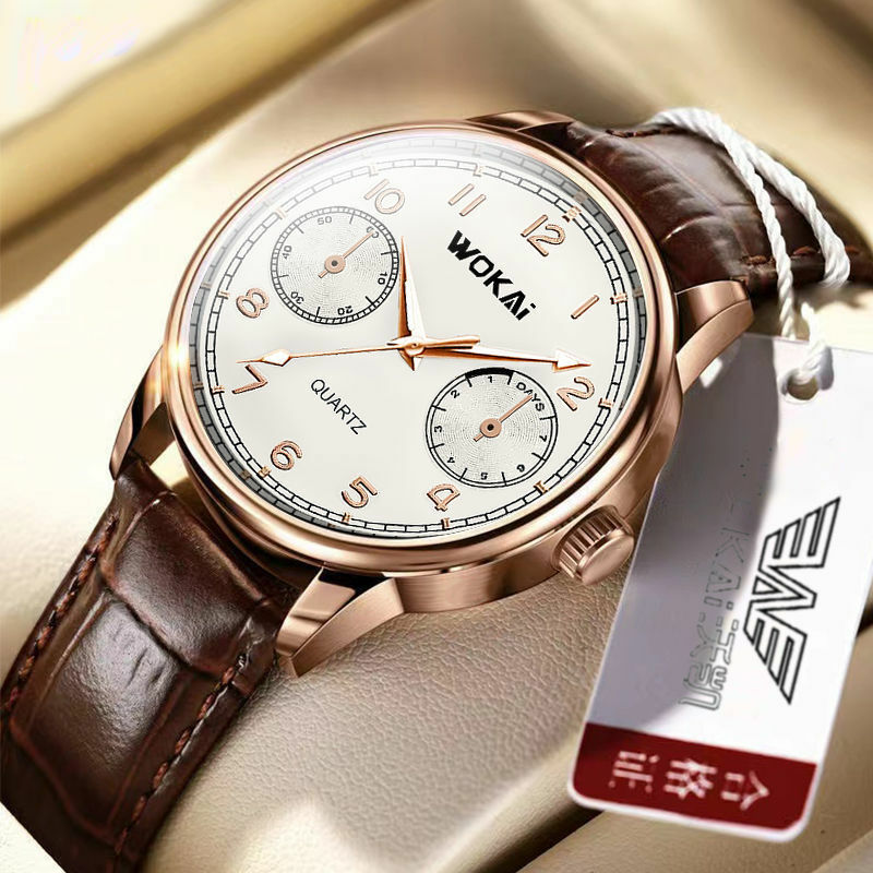 Wokai – montre-bracelet en cuir pour homme, accessoire de sport, à Quartz, de haute qualité, bon marché, livraison directe