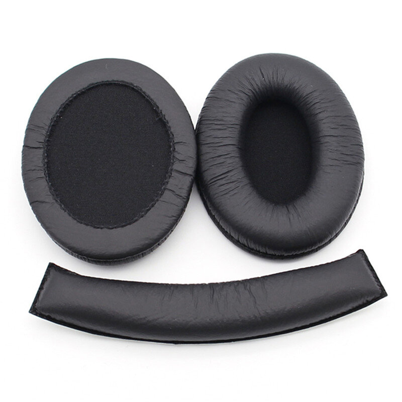 Bantalan telinga pengganti bantal telinga, aksesori suku cadang lembut bantalan busa fleksibel Headphone kulit PU untuk Sennheiser HD202