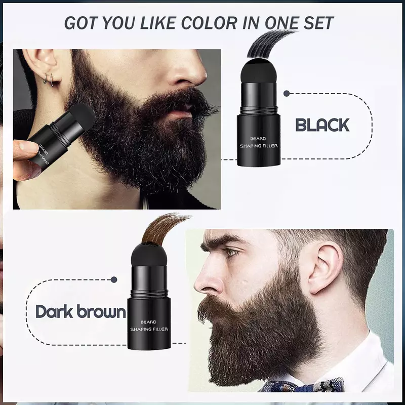 Impermeável barba enchimento lápis e escova, Barba Enhancer, Reparação duradoura, Coloração do bigode, Shaping Tools, Lápis de cabelo