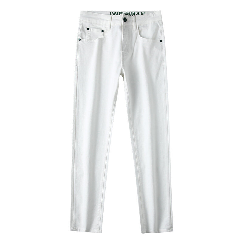2024 primavera e l'estate Jeans da uomo di lusso leggero pantaloni a matita in tessuto elasticizzato semplice alla moda Anti-sbiadimento