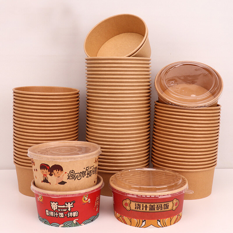 Customized productpersonalized food grade packaging custom Printing Round Cardboard Paper Bowl Paper Plate & Bowl With Paper Lid