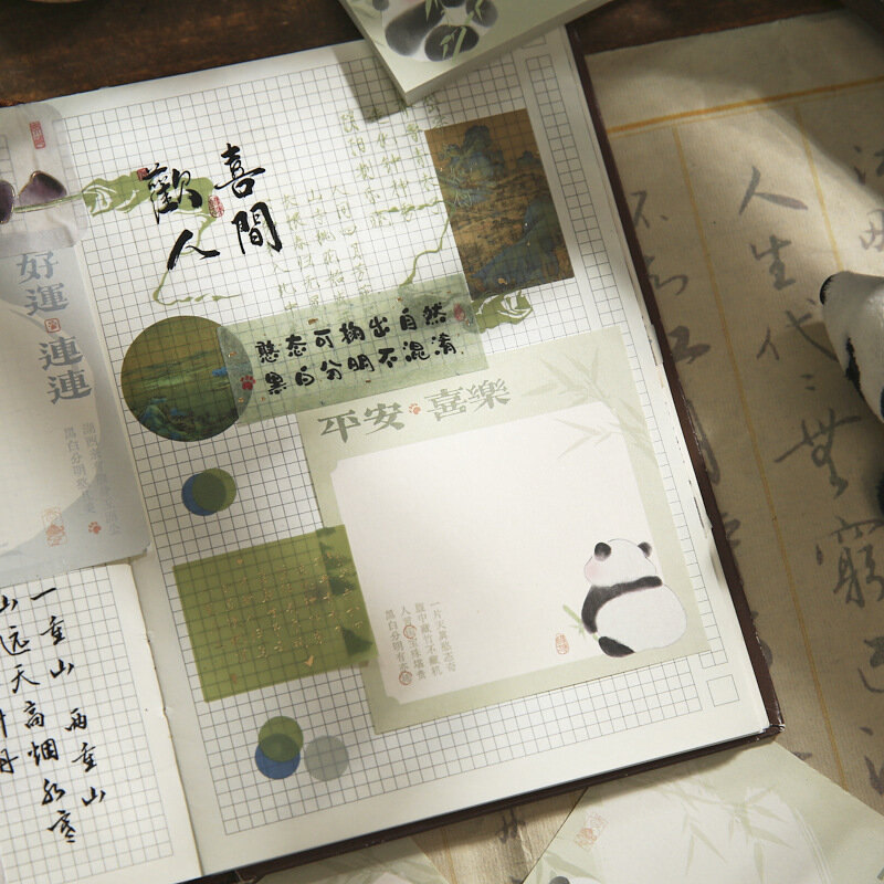 60 Vellen Cartoon Hoog Uiterlijk Niveau Panda Memo Pad Voor Scrapbooking Diy Decoratief Materiaal Collage Journaling