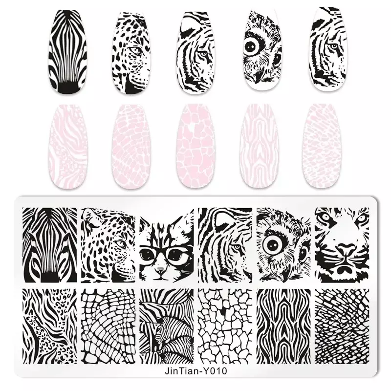 Tiger Zebra Leopard Print Nagel Stempel platten Tier Bild Druck Schablone Nagel Stempel Vorlagen Nail Art Tool Nägel Dekoration