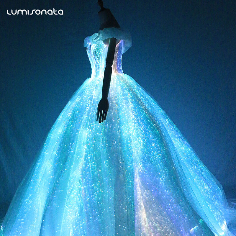 Светящаяся светодиодная подсветка, костюм, балетная пачка, цельнокроеное танцевальное платье