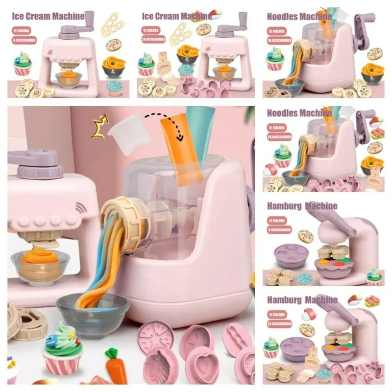Cooking Toys Simulation Kitchen Ice Cream Machine Kitchen Toy Noodles Colourful Clay Pasta Machine Safe Hamburg Girls