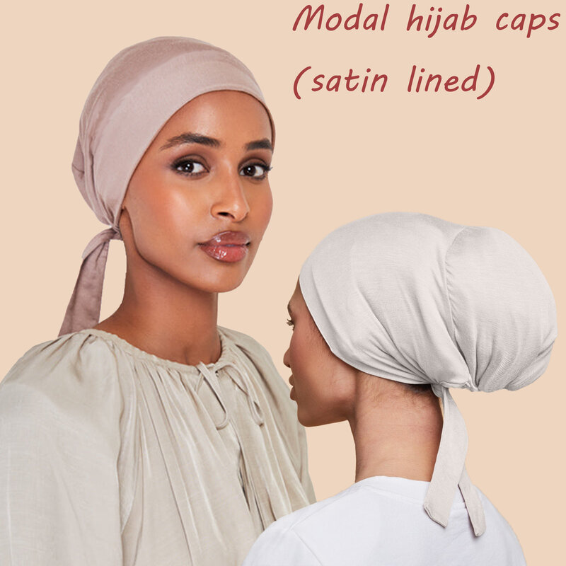 Modal Bottom Hat Silky Feeling Satin Lining Multicolour Choice Warm Elegant Beautiful Muslim Bottom Hat Sateen Lined Fabric