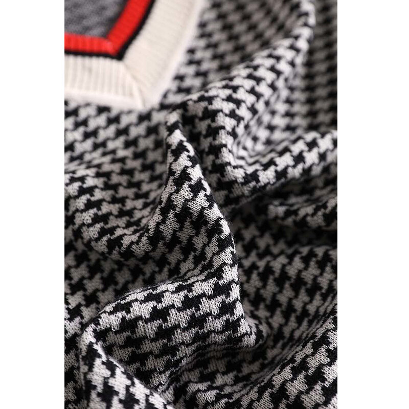 Осенне-зимний Повседневный модный свитер с треугольным вырезом «гусиные лапки», женский простой Универсальный вязаный джемпер, топ, женский свободный пуловер, верхняя одежда