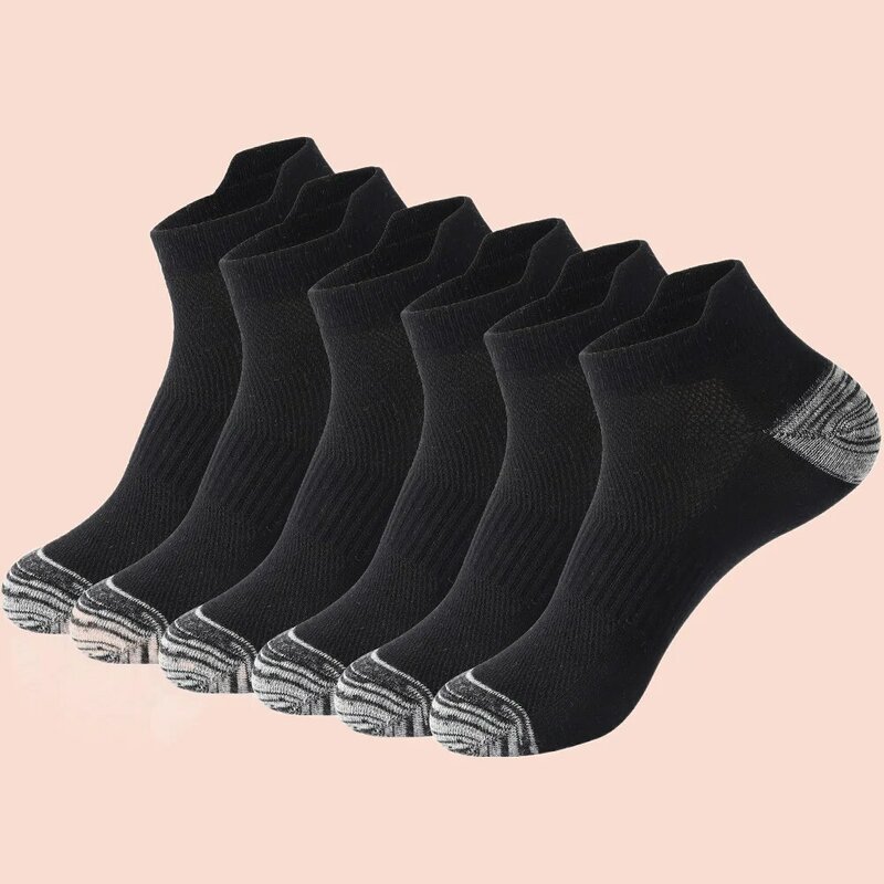Calcetines tobilleros de algodón transpirable para hombre, medias deportivas de malla, informales, corte fino, talla 38-48, 6 pares