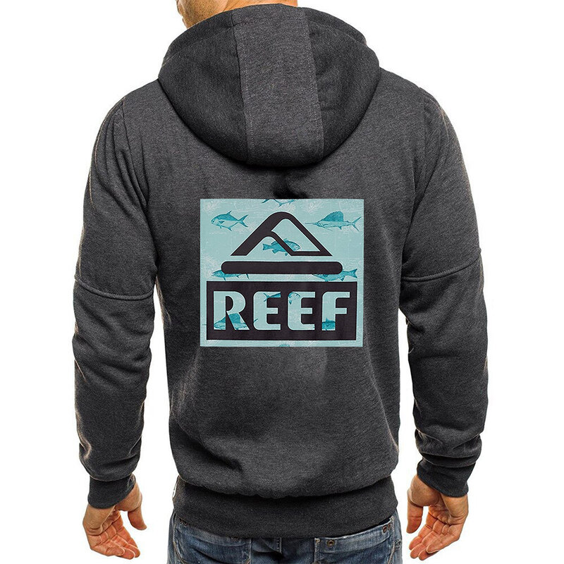 Reef 2023 high street men's spring and autumn tricolor hoodie comfortable coat zipper sweatshirt
