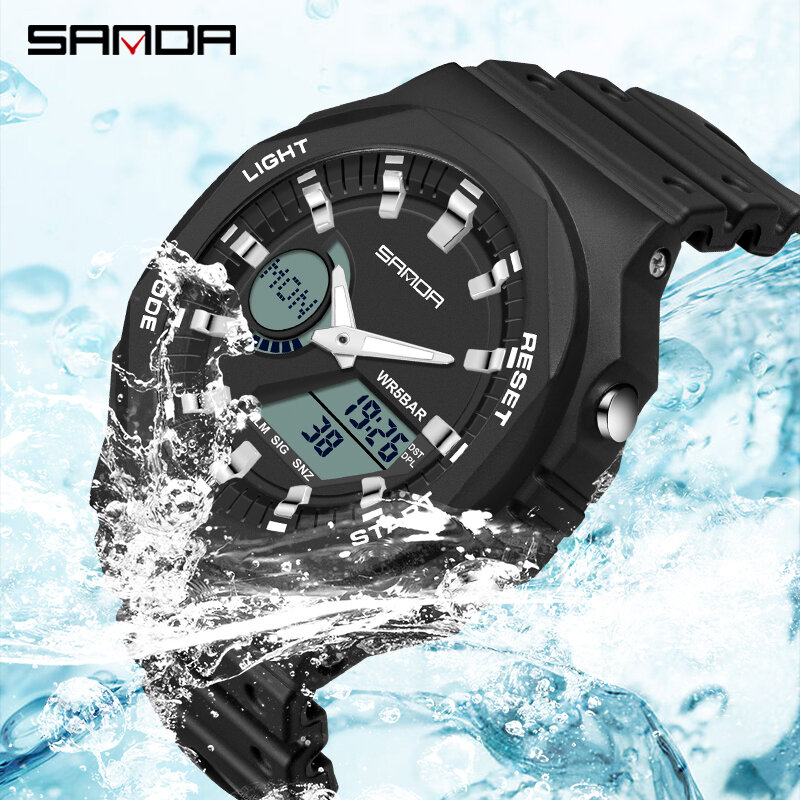 SANDA-relojes deportivos al aire libre para hombre y niña, pulsera Digital LED, militar, resistente al agua, electrónica, con fecha