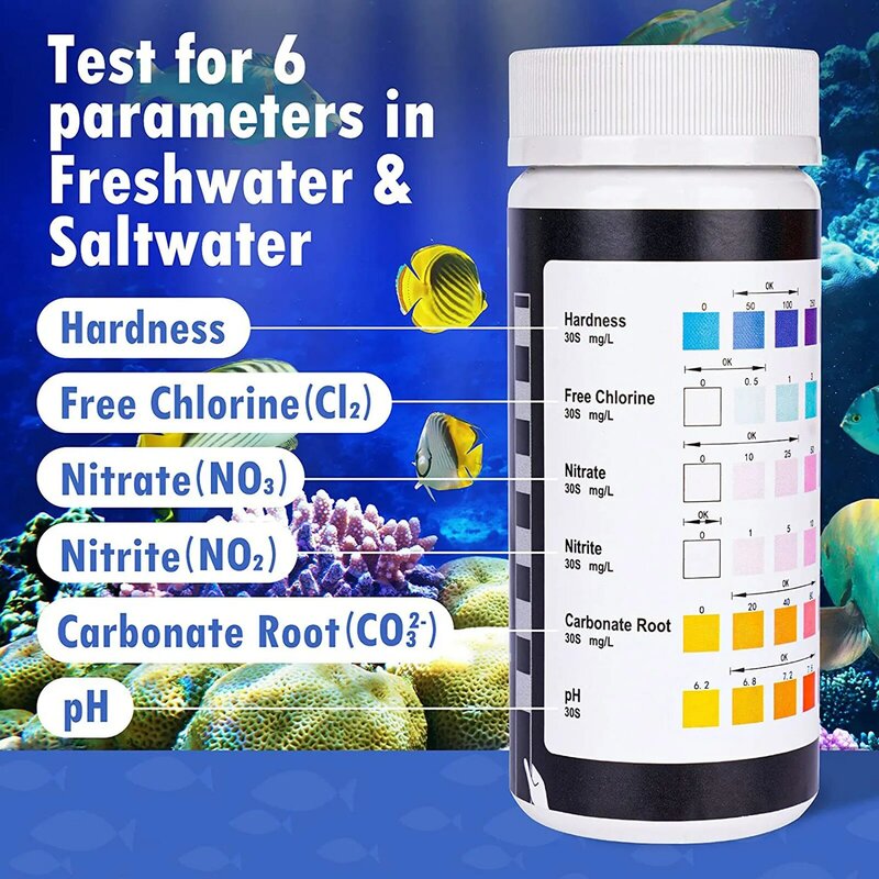Water Quality Test Strips6-in-1 PH Test Strips For Water Testing 50 Strips Swimming Pool Test Strips For Fish Pond Water