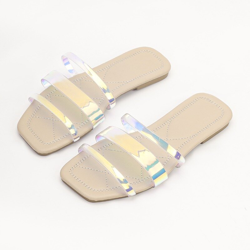 Sandales d'extérieur pour femmes, beige, non ald, nouveau modèle, décontractées, confortables, plates, 2024