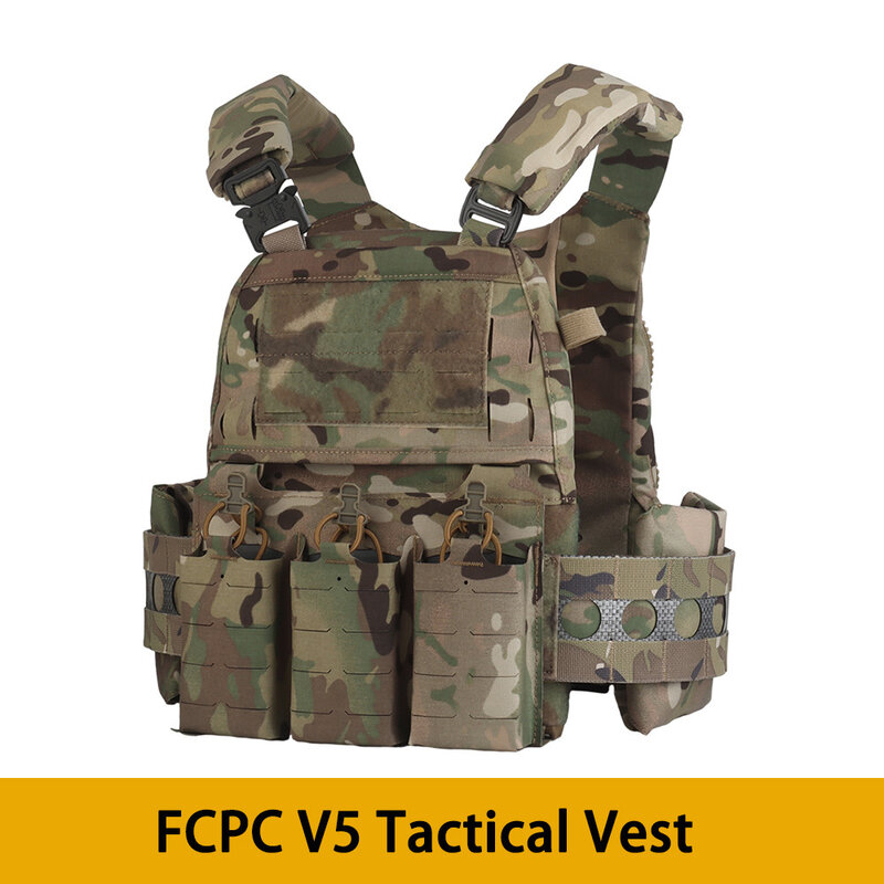 Chaleco táctico Ferro V5 FCPC, portador de placa de caza, armadura corporal Modular portátil MOLLE Army Airsoft Training, Triple bolsa de revista