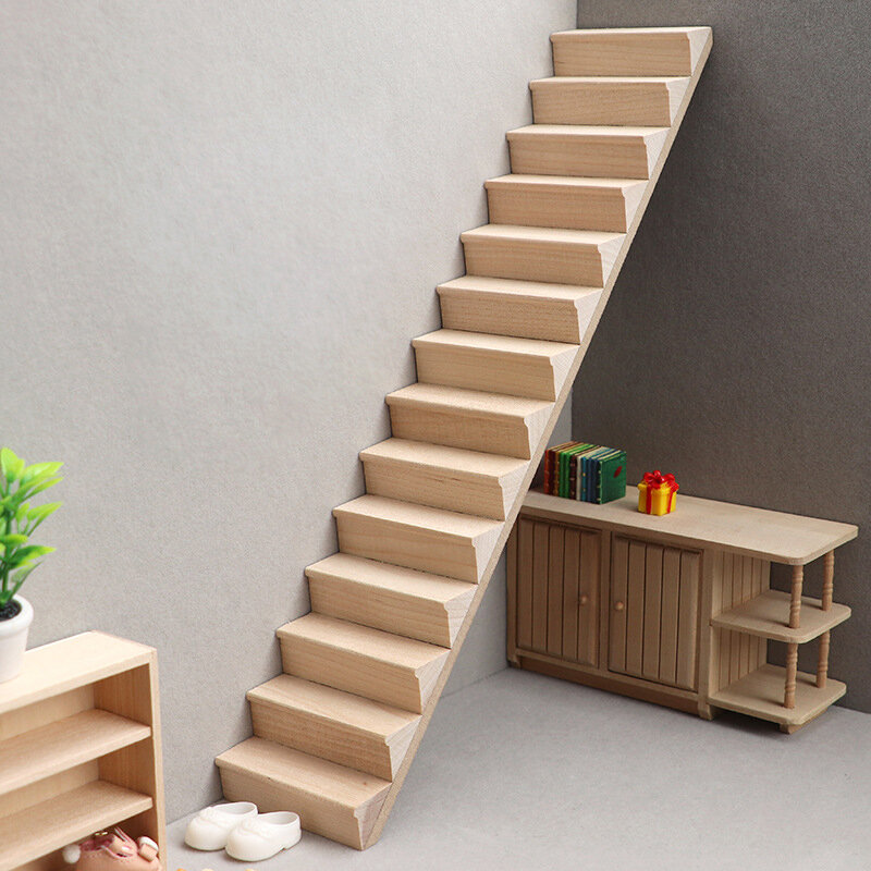 1:12 Dollhouse Miniature Staircase Mini No Handrail Stairs Furniture Model Decor Toy Doll House Accessories