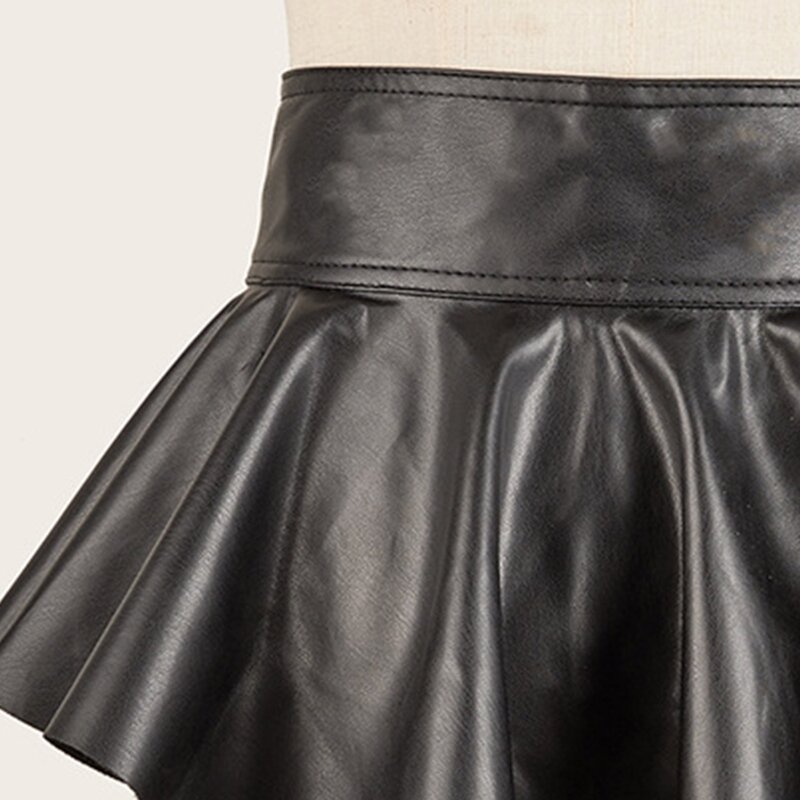 Y166 فستان مشد حزام أزياء أنيقة جلدية مطوي تنورة Peplum حزام السرج