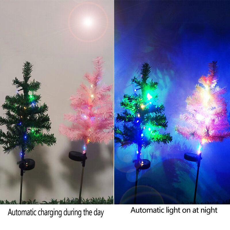 Lámpara Solar para árbol de Navidad, decoración navideña para jardín, césped, iluminación Multicolor, lámpara de paisaje al aire libre, luces decorativas para Festival