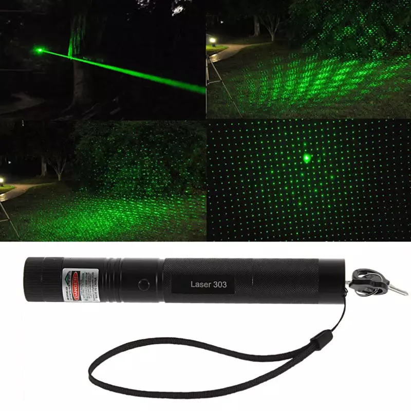 Pointeur laser vert, 10000m, 532nm, mise au point réglable, avec stylo laser, tête d'allumette brûlante