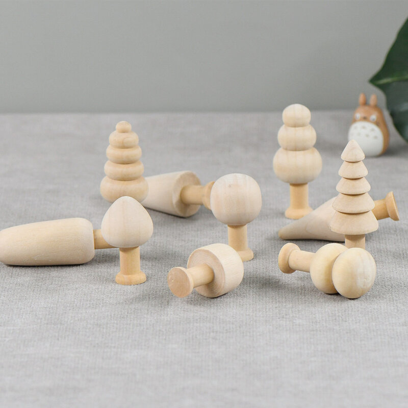 2Pcs DIY Simulierte Pilz Ornamente Sets Natürliche Holz Unvollendet Pilz Handwerk Malerei Peg Puppen Handgemachte Kinder Spielzeug