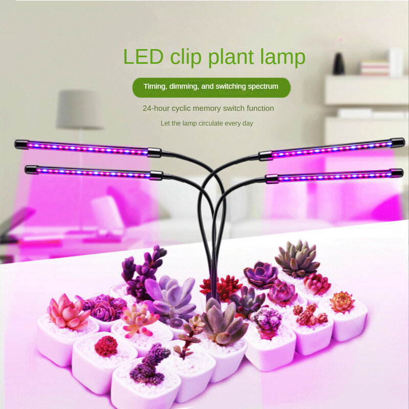 5-20W Volledig Spectrum Led Plant Light Clip Op Timing Dimbare Kweeklamp Met 1-4 Kweeklichtbuis 3 Verlichtingsmodus Voor Binnenplant