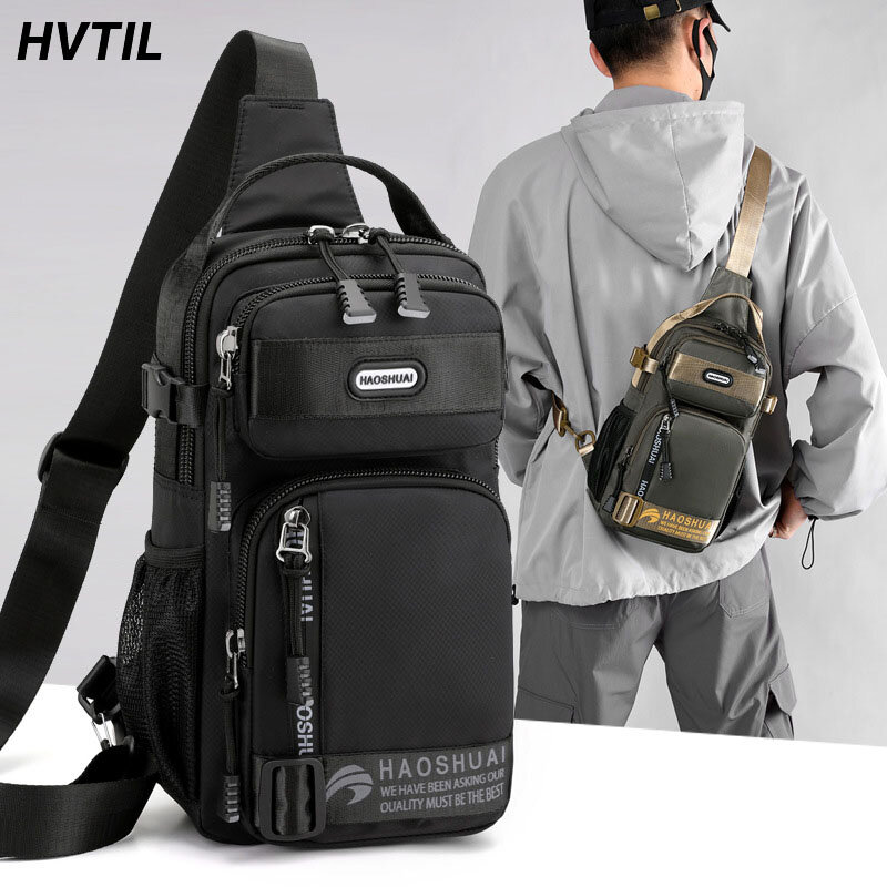 Hvtil Nieuwe Outdoor Waterdichte Borsttas Mannen Multifunctionele Messenger Pack Mode Crossbody Schoudertas Voor Reis Multi Pocket